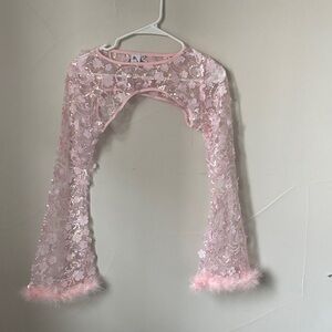 iHeartRaves Pink Sequin Floral Mesh Top